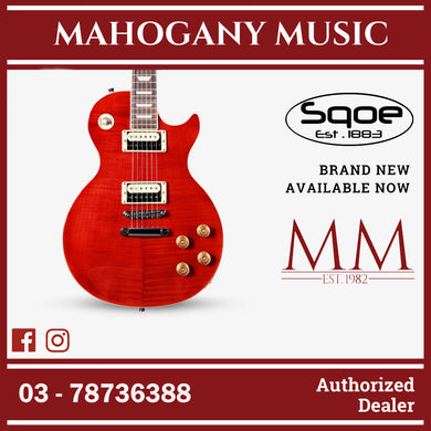 SQOE SELP200 Les Paul Body HH Electric Guitar Rosewood Fretboard ( SELP / SELP-200 / LP ) Tiger Clear Red
