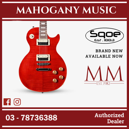 SQOE SELP200 Les Paul Body HH Electric Guitar Rosewood Fretboard ( SELP / SELP-200 / LP ) Tiger Clear Red