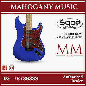 SQOE SEST230 Super Stratocaster Body HSS Electric Guitar Rosewood Fretboard ( SEST / SEST-230 / ST ) Blue