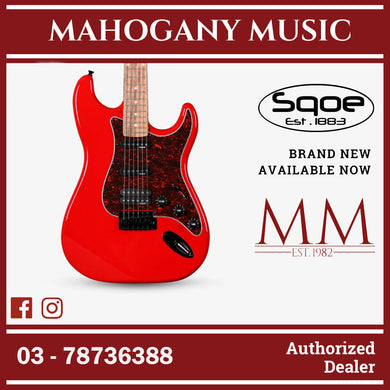 SQOE SEST230 Super Stratocaster Body HSS Electric Guitar Rosewood Fretboard ( SEST / SEST-230 / ST ) Red