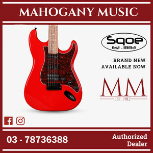 SQOE SEST230 Super Stratocaster Body HSS Electric Guitar Rosewood Fretboard ( SEST / SEST-230 / ST ) Red