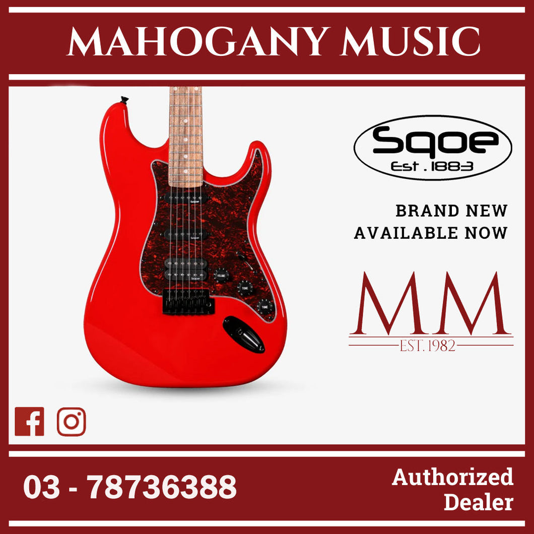 SQOE SEST230 Super Stratocaster Body HSS Electric Guitar Rosewood Fretboard ( SEST / SEST-230 / ST ) Red