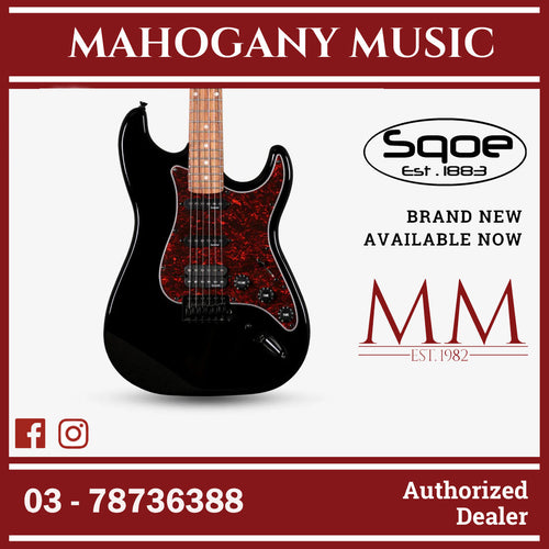 SQOE SEST230 Super Stratocaster Body HSS Electric Guitar Rosewood Fretboard ( SEST / SEST-230 / ST ) Black