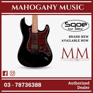 SQOE SEST230 Super Stratocaster Body HSS Electric Guitar Rosewood Fretboard ( SEST / SEST-230 / ST ) Black