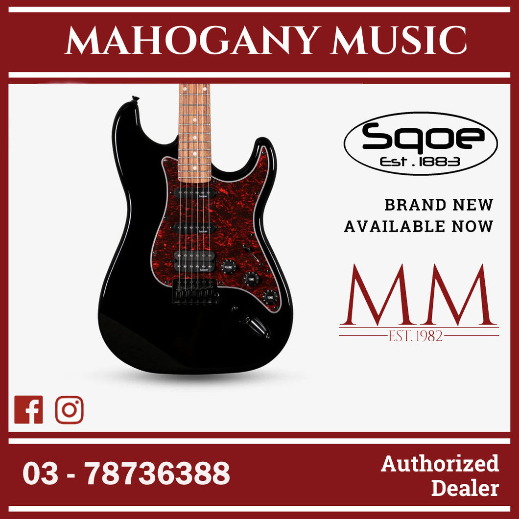 SQOE SEST230 Super Stratocaster Body HSS Electric Guitar Rosewood Fretboard ( SEST / SEST-230 / ST ) Black