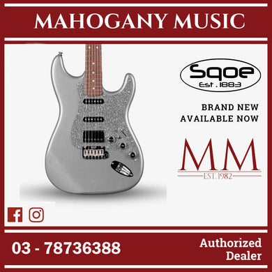 SQOE SEST700, Glitter Super Stratocaster HSS Electric Guitar with Alter Switch - Silver ( SEST-700 / SEST / SEST700-SV )