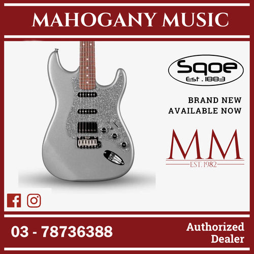 SQOE SEST700, Glitter Super Stratocaster HSS Electric Guitar with Alter Switch - Silver ( SEST-700 / SEST / SEST700-SV )