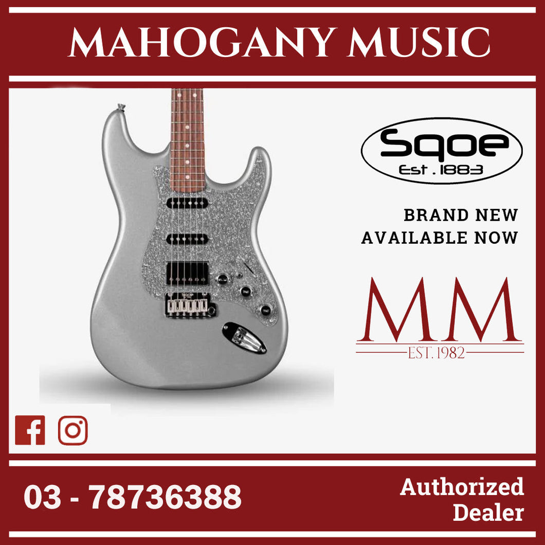 SQOE SEST700, Glitter Super Stratocaster HSS Electric Guitar with Alter Switch - Silver ( SEST-700 / SEST / SEST700-SV )