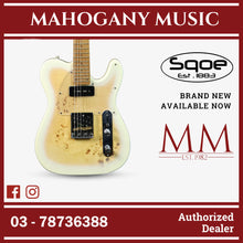 SQOE SETL550 Burl Mahogany with Roasted Maple Fretboard Telecaster Electric Guitar ( SETL / SETL-550 / SETL 550 / Tele ) White