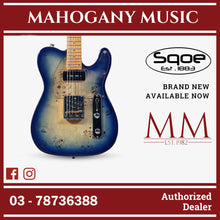 SQOE SETL550 Burl Mahogany with Roasted Maple Fretboard Telecaster Electric Guitar ( SETL / SETL-550 / SETL 550 / Tele ) Blue