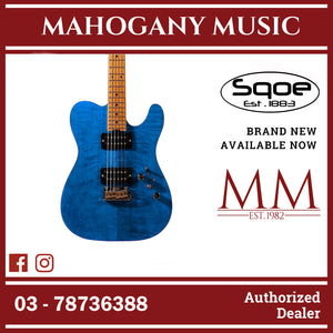 SQOE SETL900 HH Roasted Maple Series Telecaster Electric Guitar ( SETL 900 / SETL-900 ) Cobalt Blue