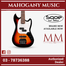 SQOE SJB400 Short Scale 4 String Jazz Bass Guitar, Roasted Maple Neck, Rosewood Fretboard ( SQSJB400 / SJB-400 / SJB ) Sunburst