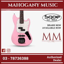 SQOE SJB400 Short Scale 4 String Jazz Bass Guitar, Roasted Maple Neck, Rosewood Fretboard ( SQSJB400 / SJB-400 / SJB ) Pink