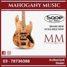 SQOE SJB700 Roasted Maple Series 4 string Jazz Bass Guitar / SJB 700 / SJB-700 Natural