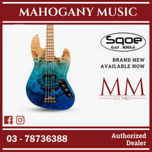 SQOE SJB700 Roasted Maple Series 4 string Jazz Bass Guitar / SJB 700 / SJB-700 Caribbean Fade Surf