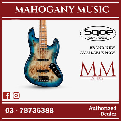 SQOE SJB750 Roasted Maple Series 5 string Jazz Bass Guitar / SJB 750 / SJB-750 Caribbean Fade Surf