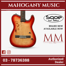 SQOE Spain SEGD600 Nylon Electric Guitar with Piezo Pickups ( SEGD / SEGD-600 / SEGD 600 ) Cherry Sunburst