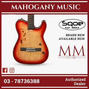 SQOE Spain SEGD600 Nylon Electric Guitar with Piezo Pickups ( SEGD / SEGD-600 / SEGD 600 ) Cherry Sunburst