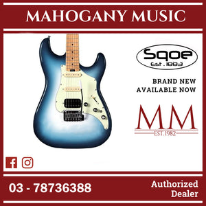 SQOE SEST800 HSS Roasted Maple Series Electric Guitar ( SEST / SEST-800 / ST 800 ) Silver Blue