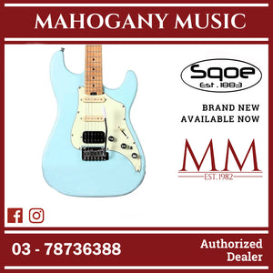 SQOE SEST800 HSS Roasted Maple Series Electric Guitar ( SEST / SEST-800 / ST 800 ) Sky Blue