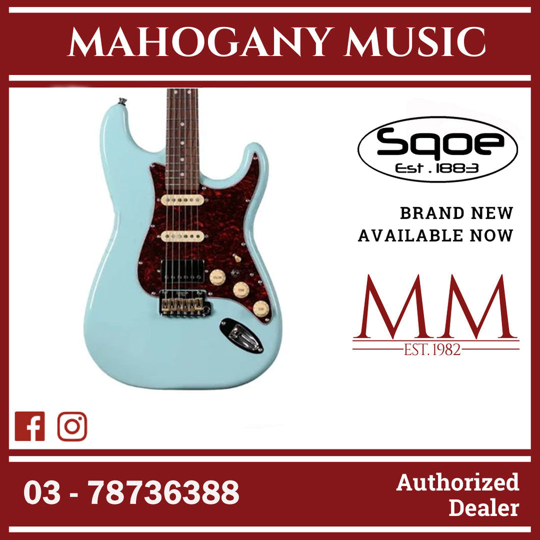 SQOE SEST1000 Premium Custom Series HSS Electric Guitar with Hardcase ( SEST / SEST-1000 / ST 1000 ) Sky Blue