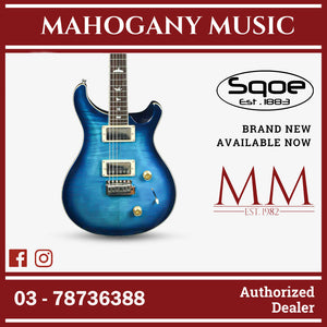 SQOE SEPRS900 HH, Electric Guitar Mahogany with Flame Maple Top - ( SEPRS-900 / SEPRS 900 ) Blue (A)