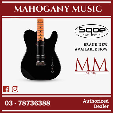 SQOE SETL450 HH Canadian Roasted Maple Fretboard Telecaster with Tremolo Electric Guitar ( SETL / SETL-450 / SETL 450 ) Black