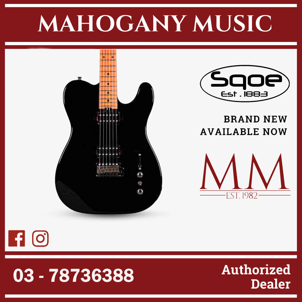 SQOE SETL450 HH Canadian Roasted Maple Fretboard Telecaster with Tremolo Electric Guitar ( SETL / SETL-450 / SETL 450 ) Black