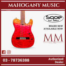 SQOE Spain SEGD900 Electroacoustic Silent Nylon Guitar with Piezo Pickups, Quilted Maple Top Strawberry Red