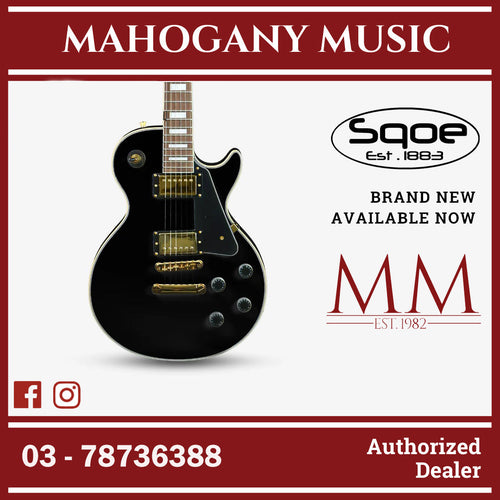 SQOE SELP300 Custom Les Paul HH Electric Guitar with Rosewood Fretboard ( SELP-300 / SELP 300 ) Black