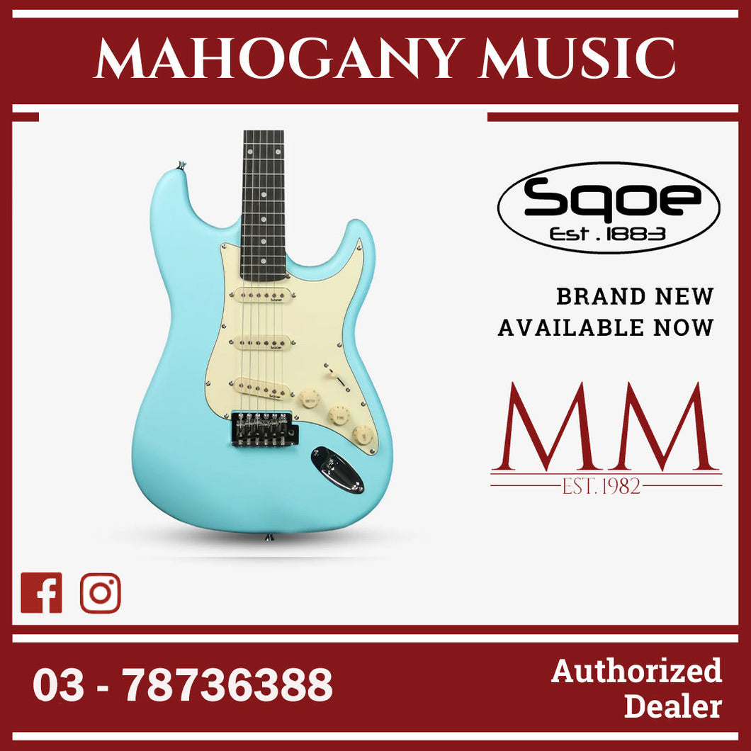 SQOE SEST202 Stratocaster Body SSS Electric Guitar , Rosewood Fretboard ( SEST / SEST-202 / ST 202 ) Sky Blue