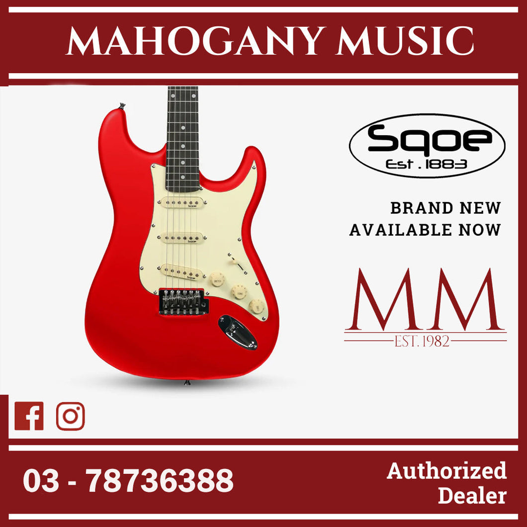 SQOE SEST202 Stratocaster Body SSS Electric Guitar , Rosewood Fretboard ( SEST / SEST-202 / ST 202 ) Red