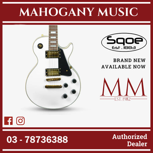 SQOE SELP300 Custom Les Paul HH Electric Guitar with Rosewood Fretboard ( SELP-300 / SELP 300 ) White