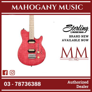 Sterling AX3FM-STP-M1 AXIS Series Flame Maple Electric Guitar, Satin Pink