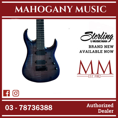 Sterling JP157DFM-PNB-E2-WB John Petrucci Signature 7 String Electric Guitar, Purple Nebula