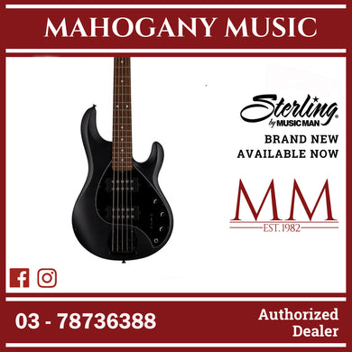 Sterling RAY5HH-SBK-J1 StingRay Ray5HH Series 5-String Electric Bass, Stealth Black