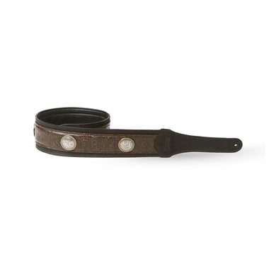 Taylor Grand Pacific Leather Guitar Strap, Black/Nickel Concho,3inch