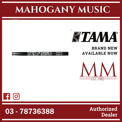 Tama 7A-S-BS Sticks of Doom Series 7A Japanese Oak Drumsticks, Black Silver Pattern