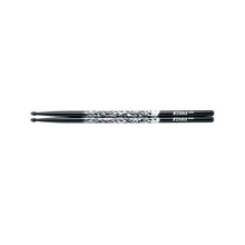 Tama 7A-F-BS Rhythmic Fire Series 7A Japanese Oak Drumsticks, Black Silver Pattern