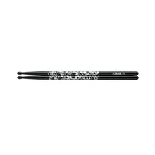 Tama 5A-S-BS Sticks of Doom Series 5A Japanese Oak Drumsticks, Black Silver Pattern