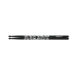 Tama 5A-S-BS Sticks of Doom Series 5A Japanese Oak Drumsticks, Black Silver Pattern