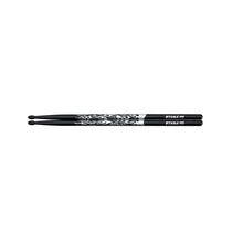 Tama 5A-F-BS Rhythmic Fire Series 5A Japanese Oak Drumsticks, Black Silver Pattern