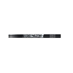 Tama 5A-F-BS Rhythmic Fire Series 5A Japanese Oak Drumsticks, Black Silver Pattern