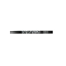 Tama 7A-S-BS Sticks of Doom Series 7A Japanese Oak Drumsticks, Black Silver Pattern