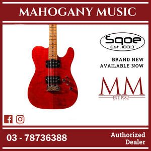 SQOE SETL900 HH Roasted Maple Series Telecaster Electric Guitar ( SETL 900 / SETL-900 ) Transparent Red
