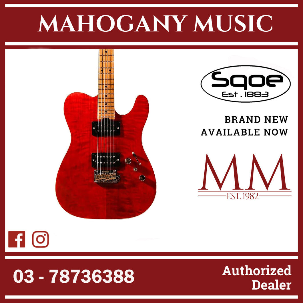 SQOE SETL900 HH Roasted Maple Series Telecaster Electric Guitar ( SETL 900 / SETL-900 ) Transparent Red