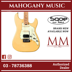 SQOE SEST800 HSS Roasted Maple Series Electric Guitar ( SEST / SEST-800 / ST 800 ) Yellow