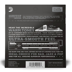 D’Addario ECB81 XL Chromes Electric Bass Strings, Regular Light, Long Scale, 45-100 Gauge