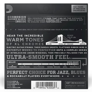 D’Addario ECG23 XL Chromes Flat Wound Electric Guitar Strings, Extra Light, 10-48 Gauge