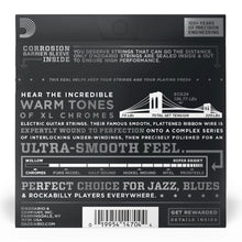 D'Addario ECG24 XL Chromes Flat Wound Electric Guitar Strings, Jazz Light, 11-50 Gauge